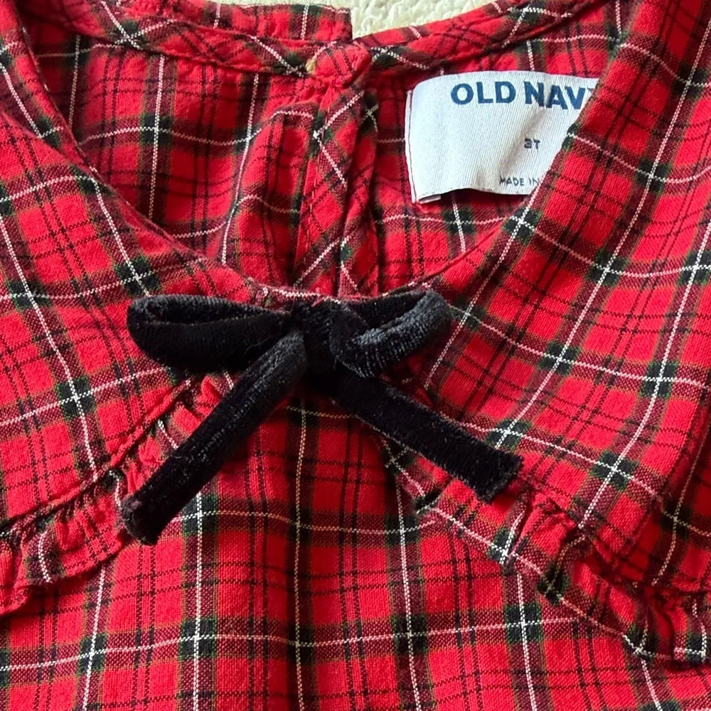 Old Navy Red Plaid Cotton Dress with Peter Pan Collar